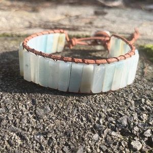 SALE! 🎁❄️ Blue Amazonite Leather Boho Bracelet